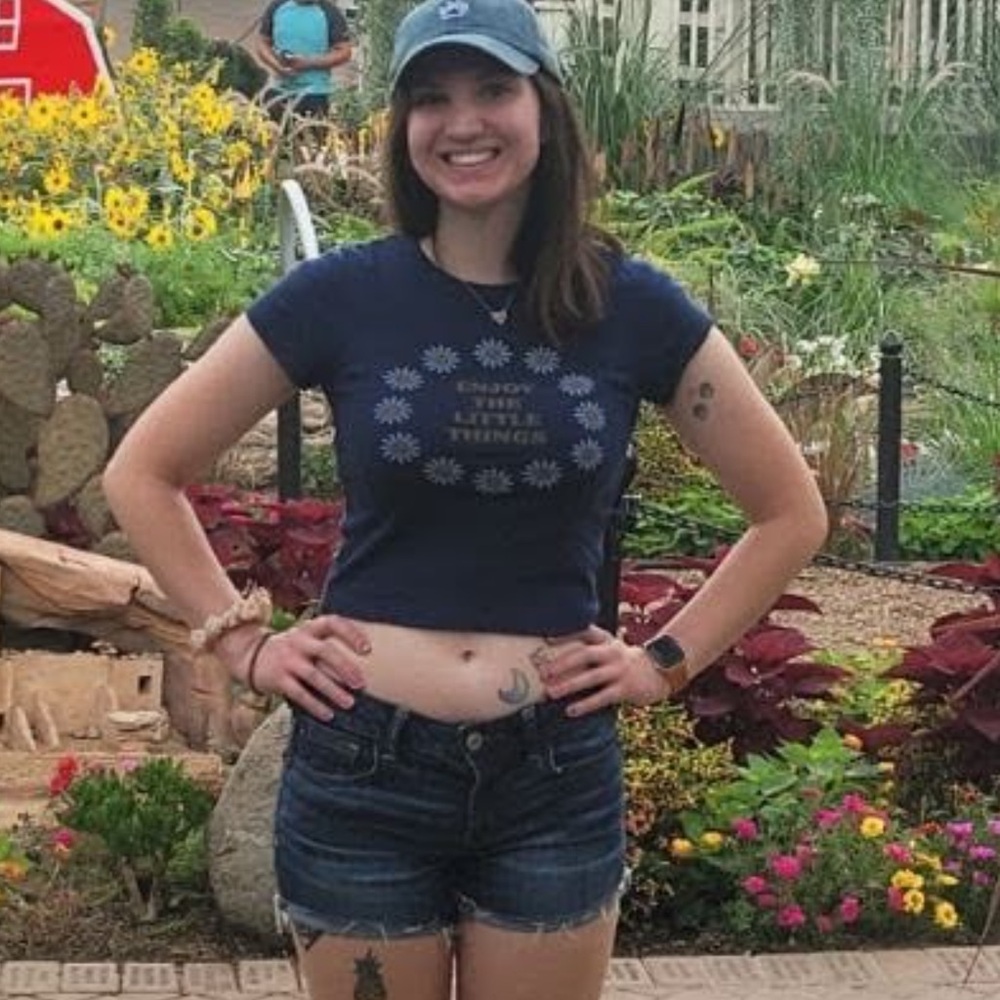 American Eagle blue Enjoy The Little Things short sleeve cropped baby tee M
